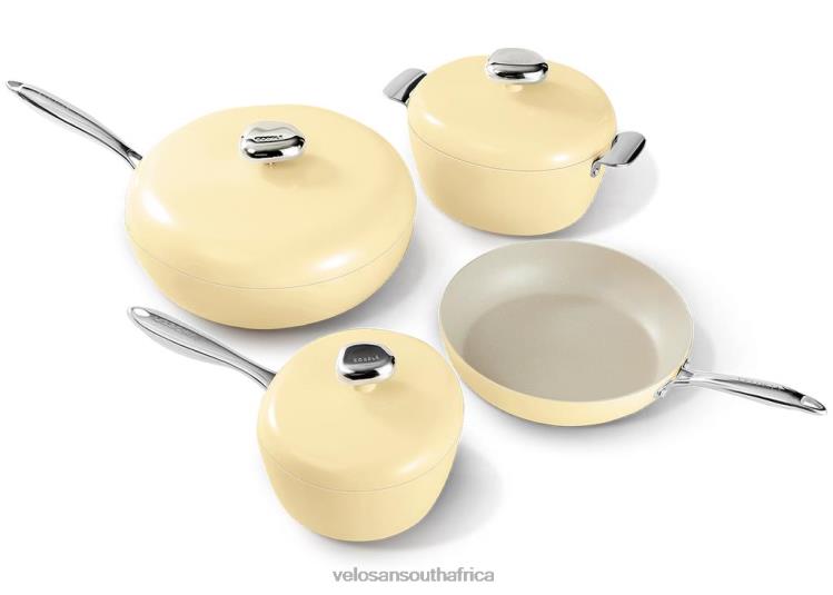 VELOSAN Pebble Series 10Pcs Ceramic Nonstick Cookware Set Maize Classic Style 2P26B8
